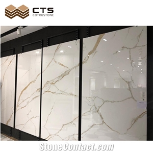 Marble Look Sintered Stone Slab Panda White