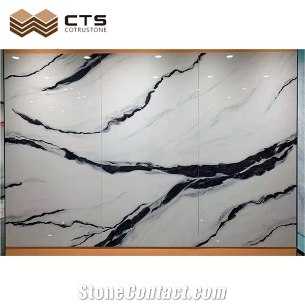 Marble Look Sintered Stone Slab Panda White