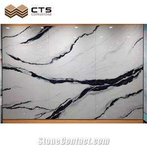 Marble Look Sintered Stone Slab Panda White