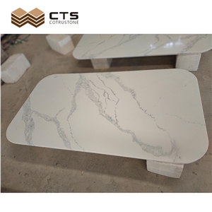 Stone Table Marble Look Round Retangle Bevel Polished Finish