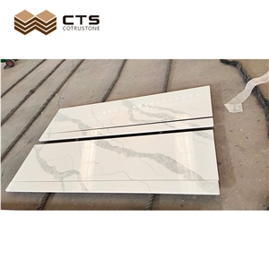 Super White Quartz Kitchen Island Countertop Design