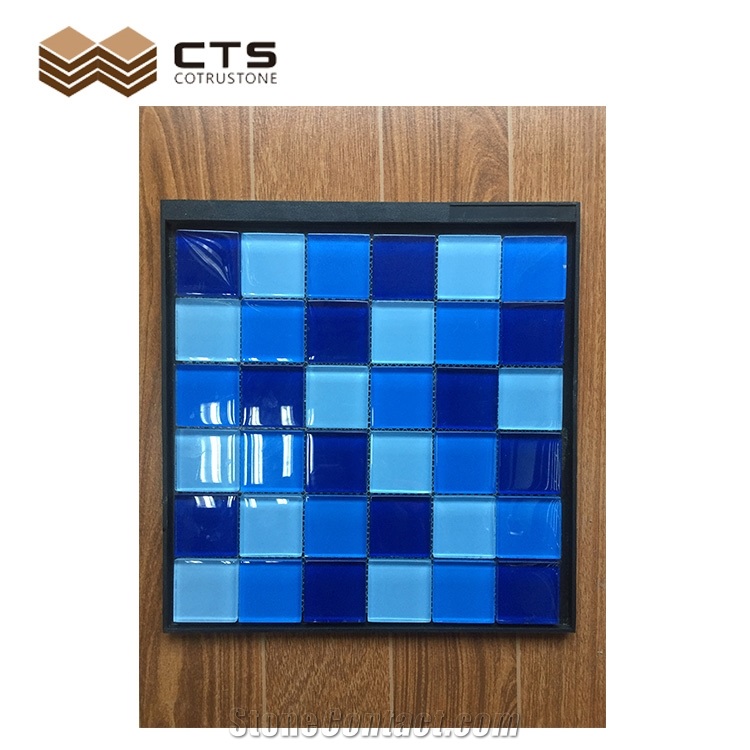 Swimming Pool Glass Mosaic Sheet Wholesale Blue New Design