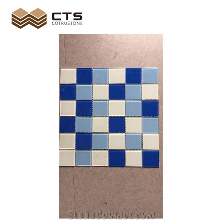 Swimming Pool Glass Mosaic Sheet Wholesale Blue New Design