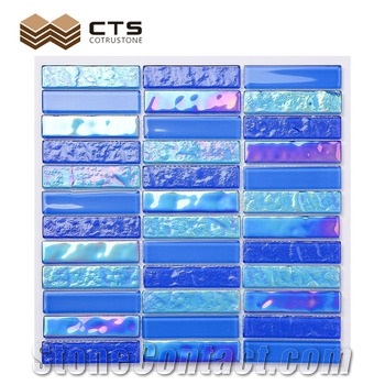 Swimming Pool Mosaic Blue Color Glass Crystal Flooring