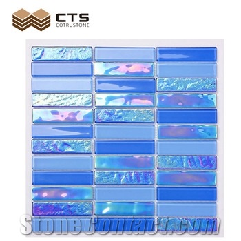 Swimming Pool Mosaic Blue Color Glass Crystal Flooring