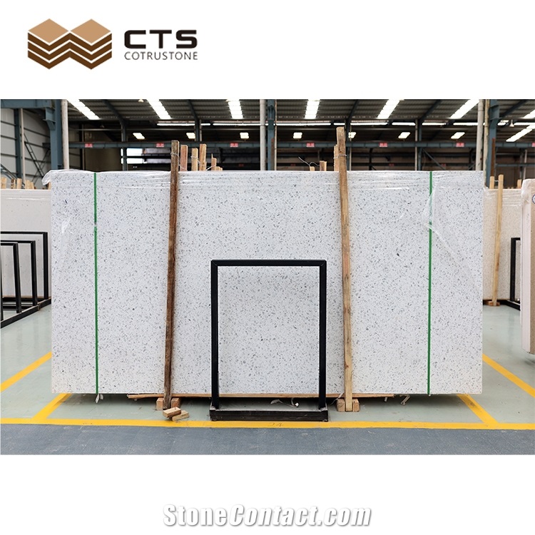 Wear Proof Light White Color Artificial Terrazzo Slabs