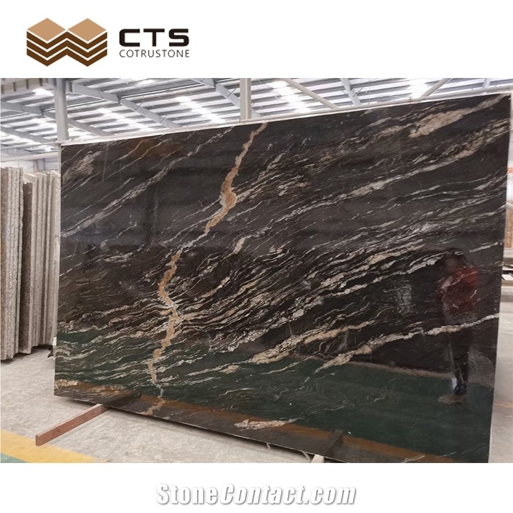 Black Cosmic Night Fancy Style Decor Granite Gabbro Slab