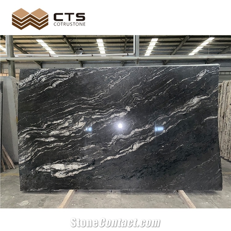 Black Cosmic Night Fancy Style Decor Granite Gabbro Slab