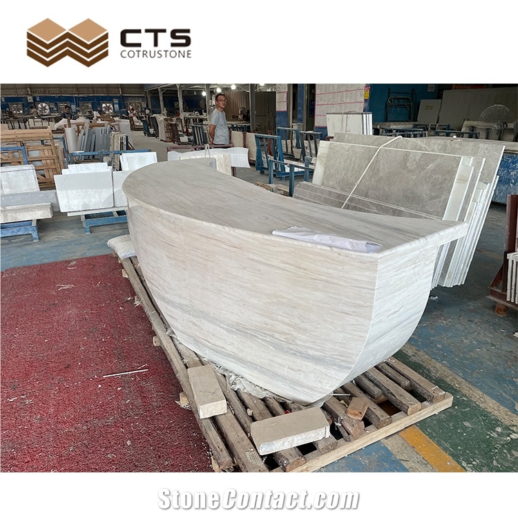Economic Eurasian White Wood Marble Reception Counter
