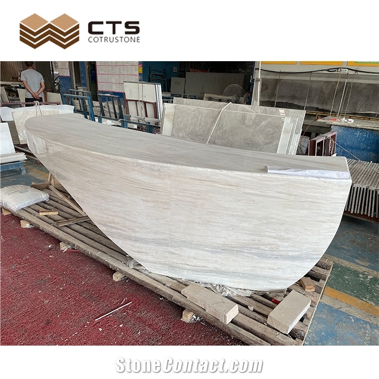 Economic Eurasian White Wood Marble Reception Counter