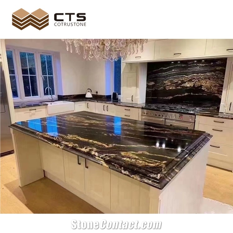 Exquisite Black Fusion Granite Fancy Pattern Custom Tiles