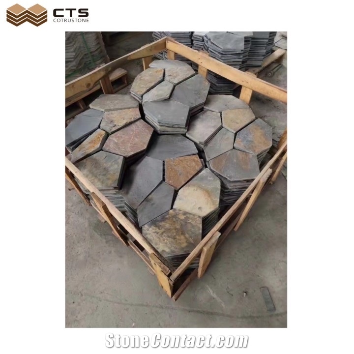 Factory Direct Customized Flamed Outside Area Rusty Slate Flagstone Paver