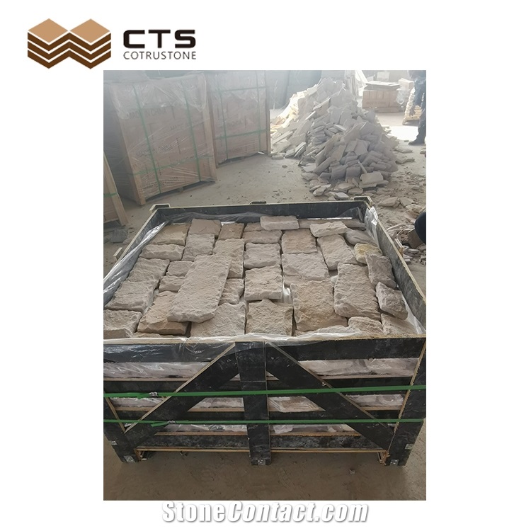 White Sandstone Mushroomed Stone Outdoor Wall Cladding