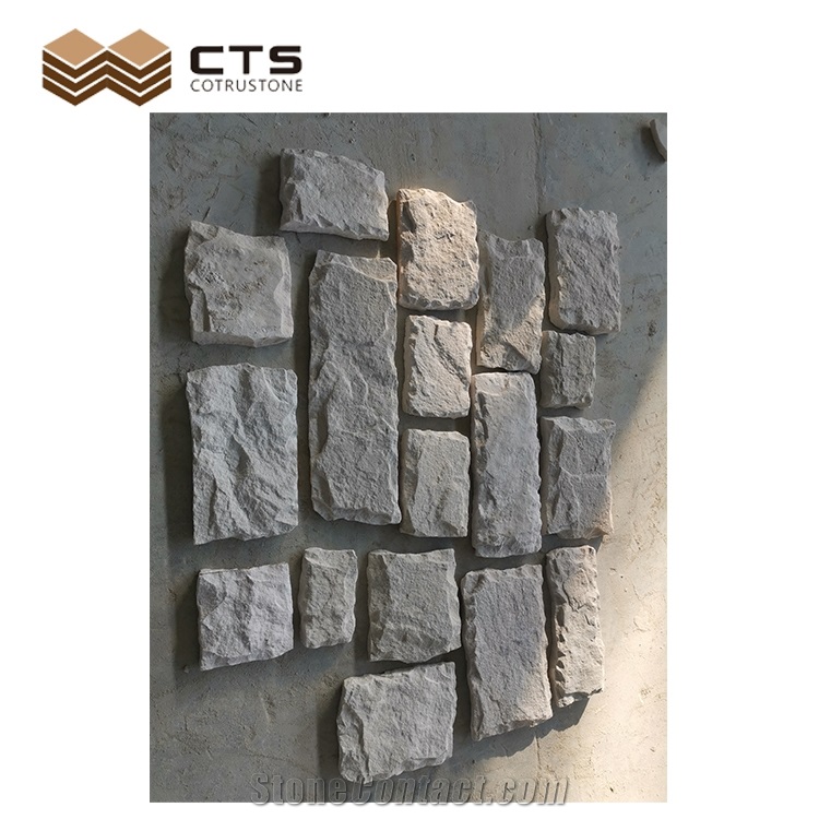 White Sandstone Mushroomed Stone Outdoor Wall Cladding