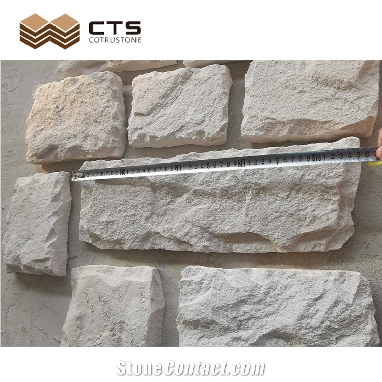 White Sandstone Mushroomed Stone Outdoor Wall Cladding