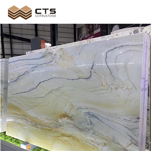 Yellow Veins Hall Wall Decoration Slabs Giallo Siena Avorio