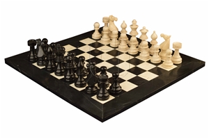 Black Botticino Marble European Series Chess Set