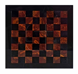 Black & Red Onyx Marble European Series Chess Set