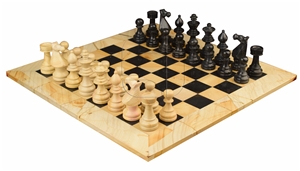 Burma Teak & Black Marble European Series Chess Set Burma Teak & Black Marble European Series Chess Set