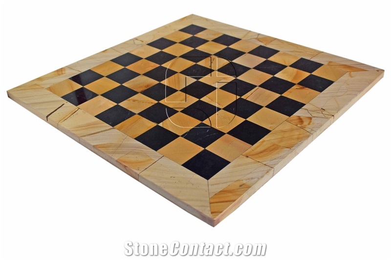 Burma Teak & Black Marble European Series Chess Set
