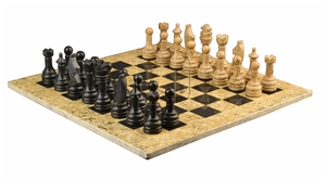 Coral & Black Marble Rustic Series Chess Set Coral & Black Marble Rustic Series Chess Set
