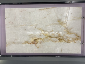Backlit White Crystal Quartzite Slabs For Wall
