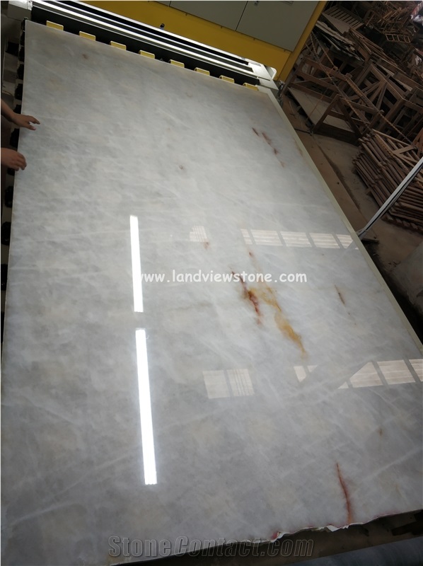 Backlit White Crystal Quartzite Slabs For Wall