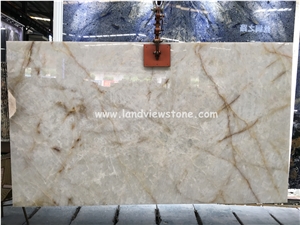 Backlit White Crystal Quartzite Slabs For Wall