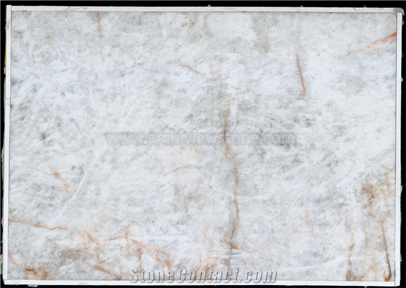 White Quartzite With Golden Viens, Cyrstal Quartzite Slab