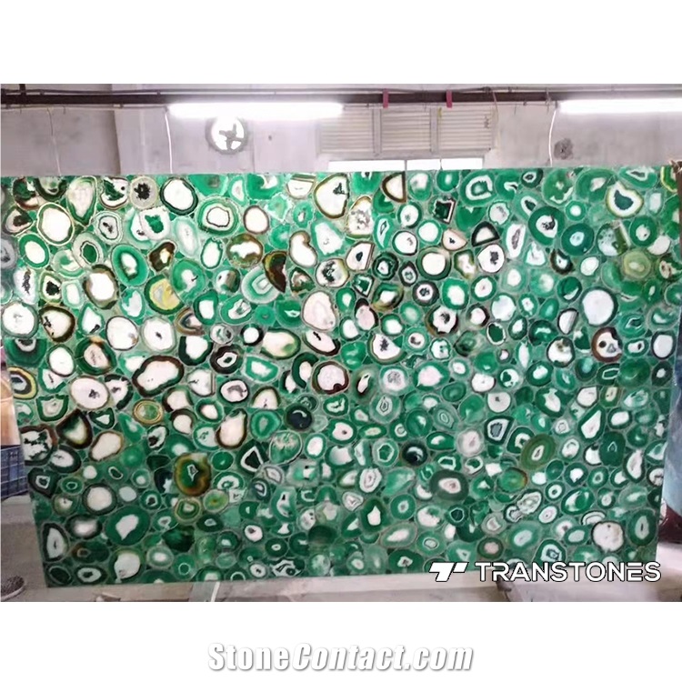 Backlit Green Gemstone Natural Agate Sheet Semiprecious Stone Slabs