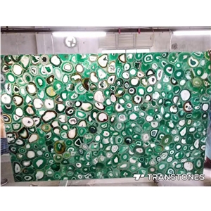 Backlit Green Gemstone Natural Agate Sheet Semiprecious Stone Slabs