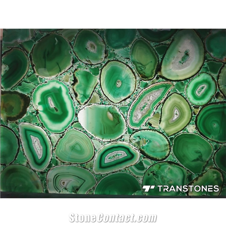 Backlit Green Gemstone Natural Agate Sheet Semiprecious Stone Slabs