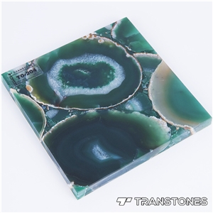 Backlit Green Gemstone Natural Agate Sheet Semiprecious Stone Slabs