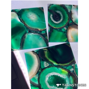 Green Crystal Agate Big Slices Translucent Semiprecious Stone