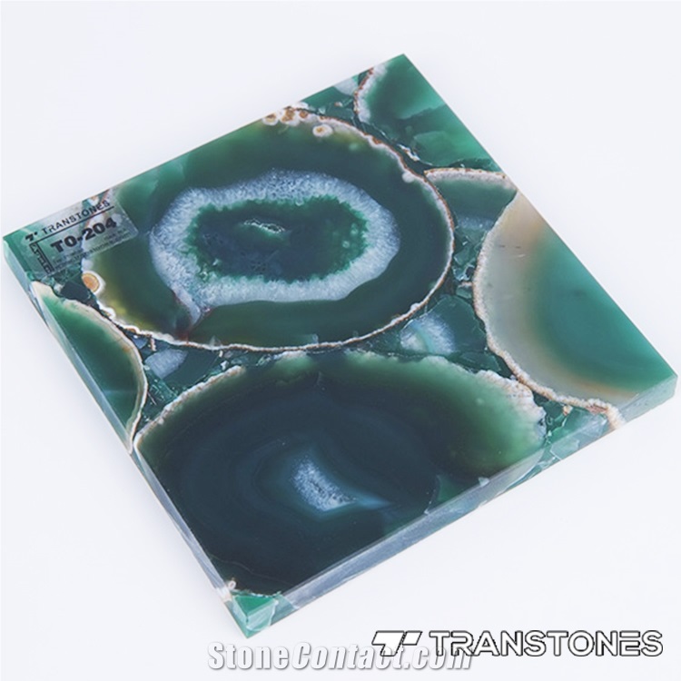 Green Crystal Agate Big Slices Translucent Semiprecious Stone