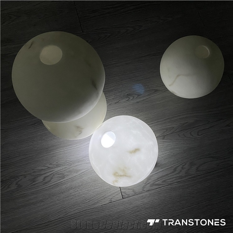 Honed Decorated Interior Alabaster Globe Light Box