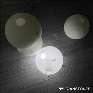 Honed Decorated Interior Alabaster Globe Light Box