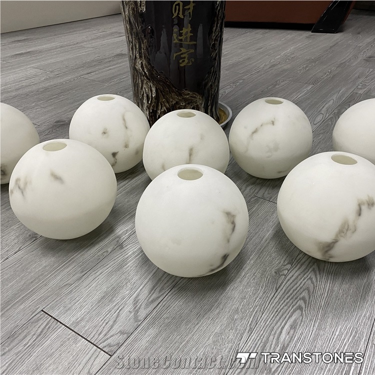 Honed Decorated Interior Alabaster Globe Light Box