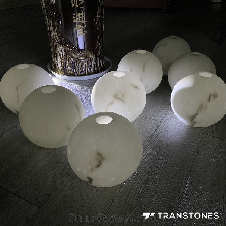 Honed Decorated Interior Alabaster Globe Light Box