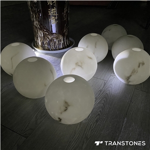 Honed Decorated Interior Alabaster Globe Light Box