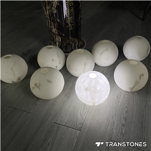 Honed Decorated Interior Alabaster Globe Light Box