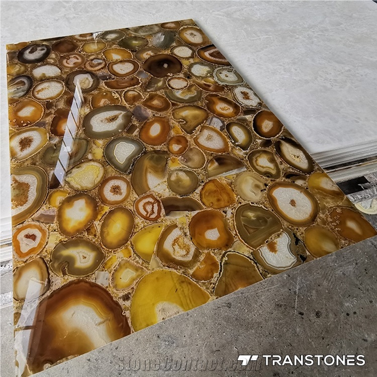 Stone Wall Cladding Backlit Agate Crystal F Agate Semiprecious Stone