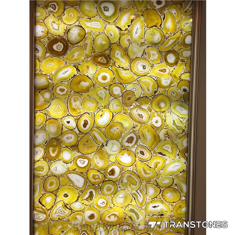 Stone Wall Cladding Backlit Agate Crystal F Agate Semiprecious Stone