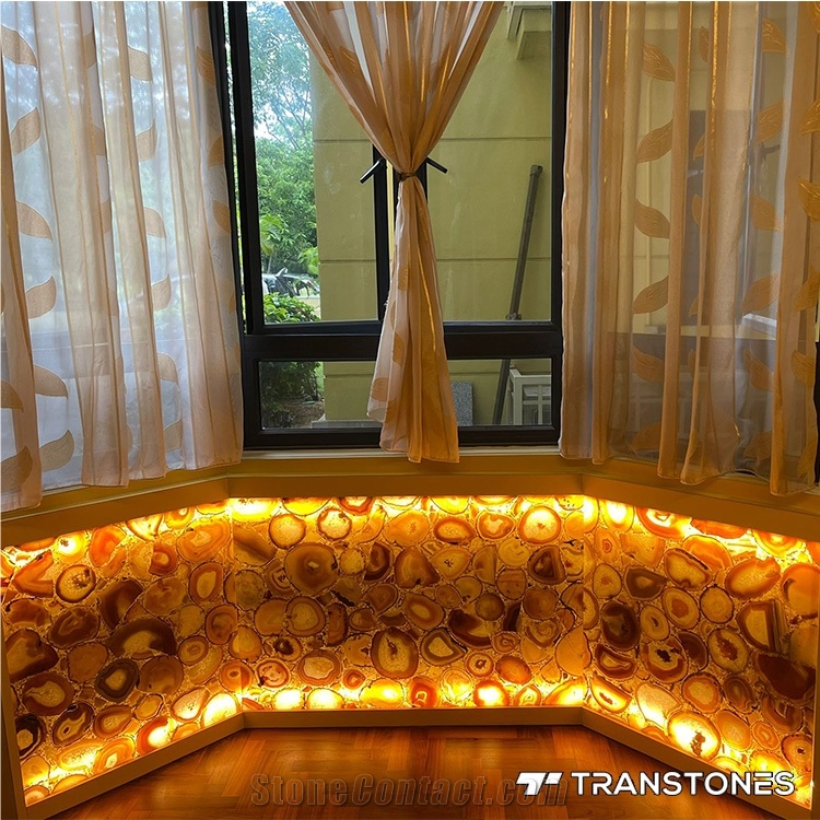 Stone Wall Cladding Backlit Agate Crystal F Agate Semiprecious Stone