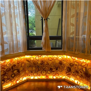 Stone Wall Cladding Backlit Agate Crystal F Agate Semiprecious Stone