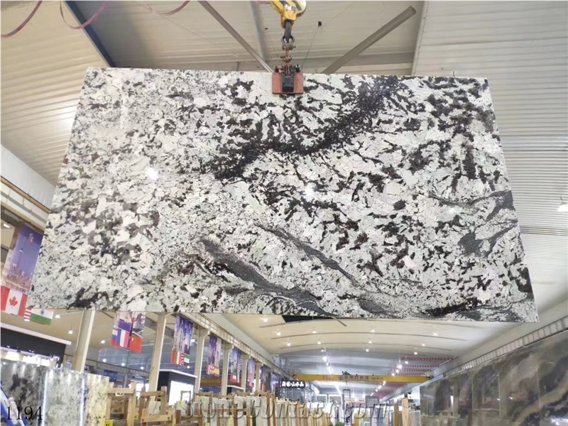 Brazil Silver Fox Granite Bianco Antico Mountain Snow Slab