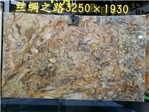 Fusion Quartzite Silk Road Slab Tile In China Stone Market