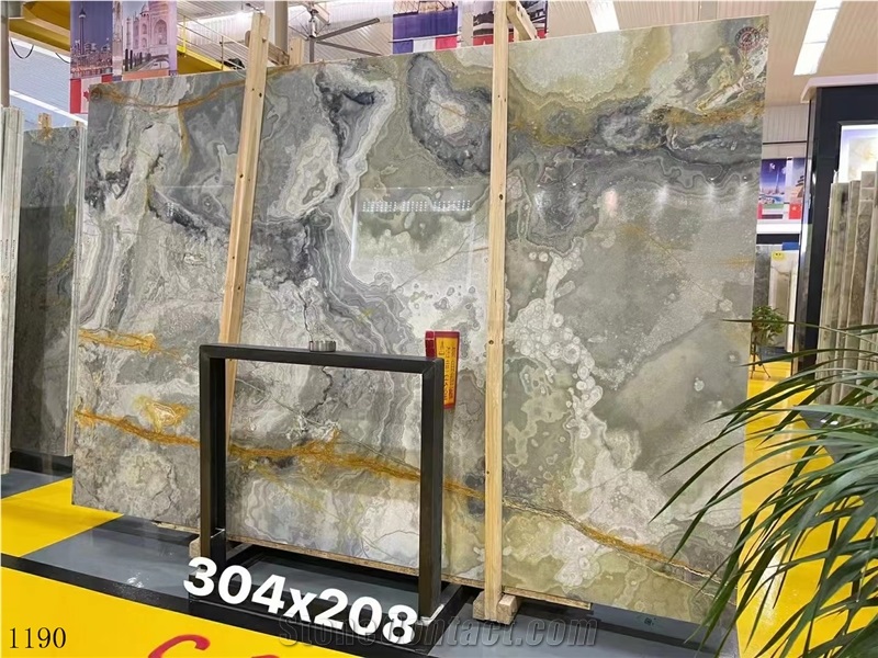Peacock Ink Onyx Jade Moyu Slab Tile In China Stone Market