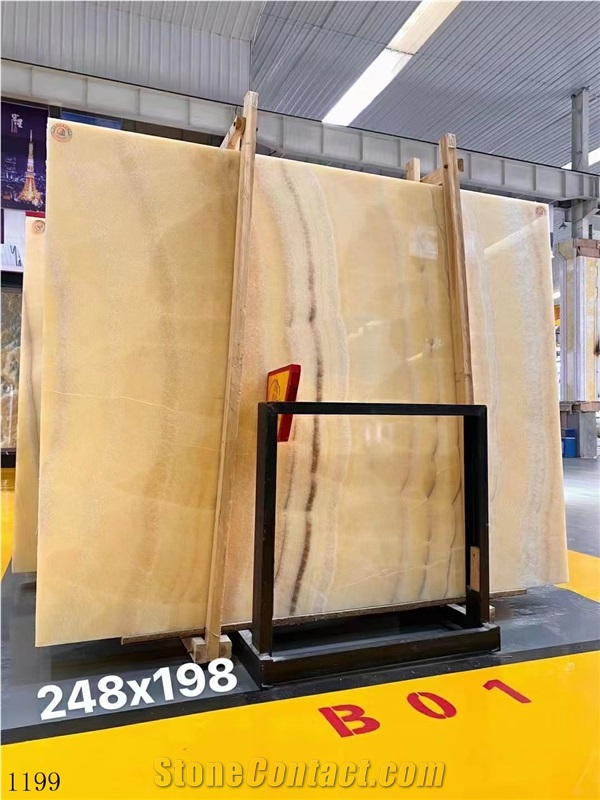 Perfect Peach Onyx Slab In China Stone Market
