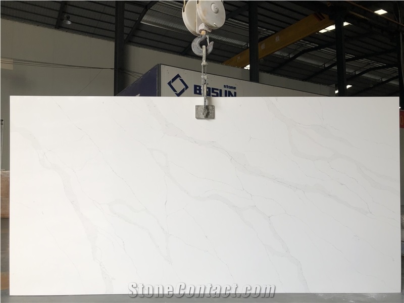 Eastern White Marble Look Artificial Quartz For Floor